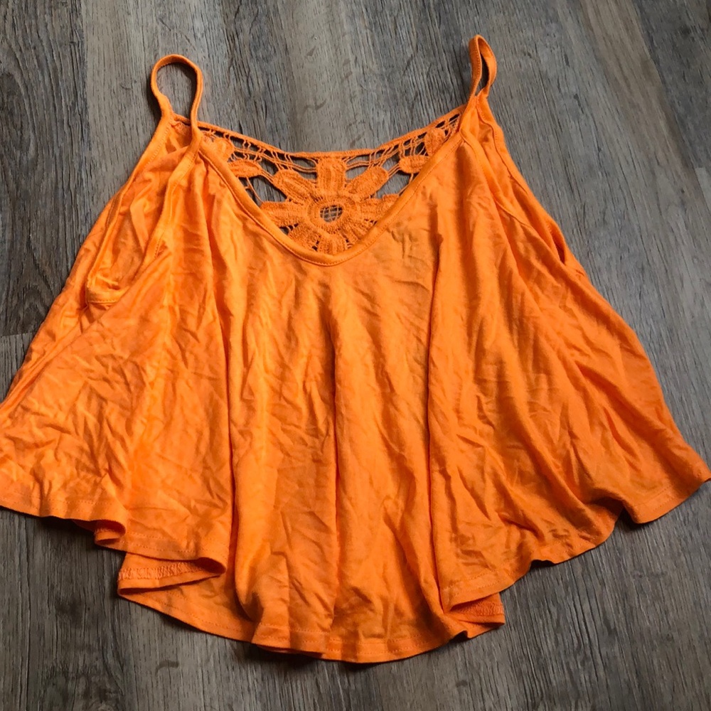 NWT orange crochet back crop top